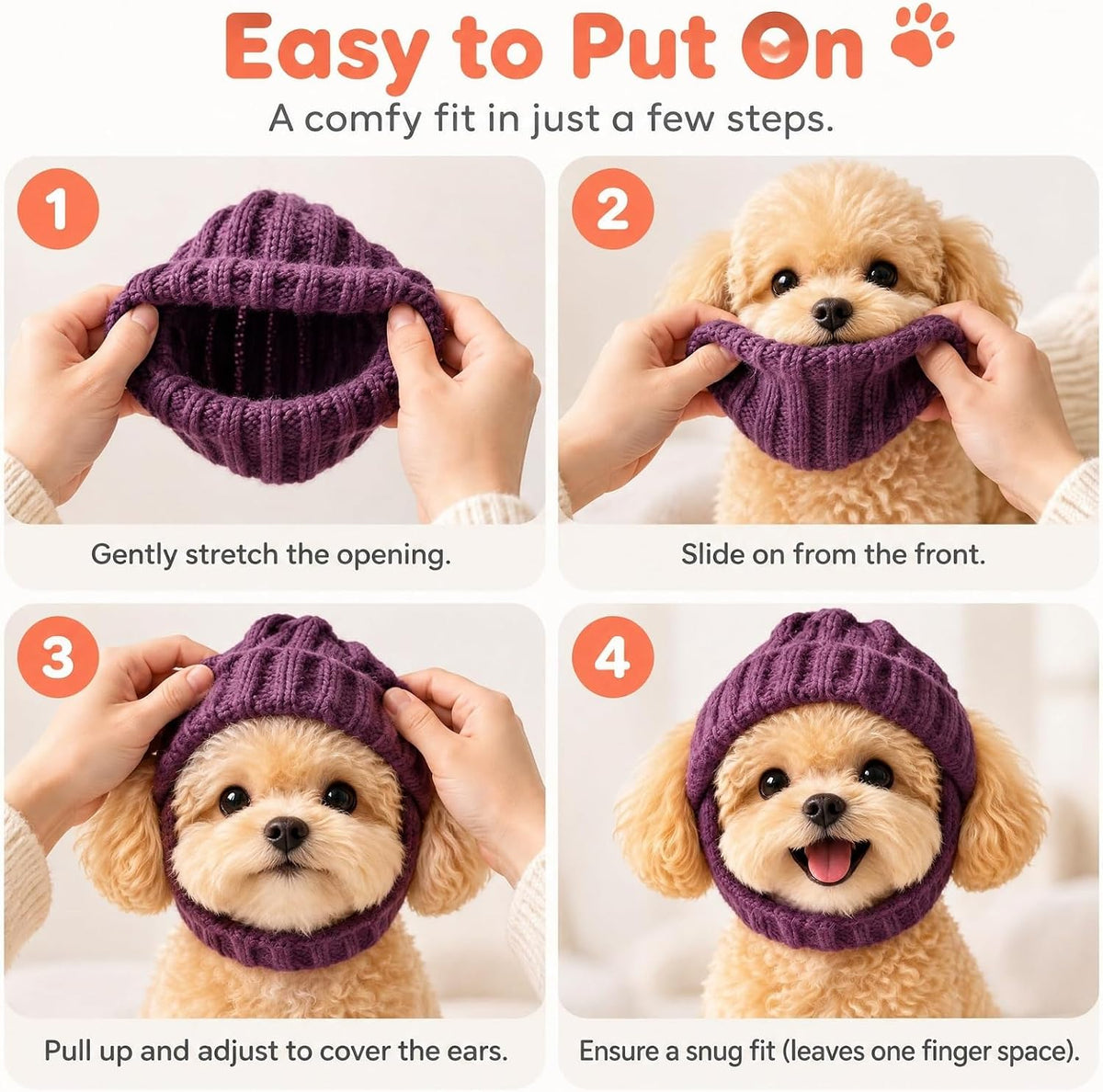Dog Beanie Hat with Ear Holes, Dog Winter Hats for Small Dogs, Cozy Soft Knitted Hat Pet Cap for Halloween Christmas Cos