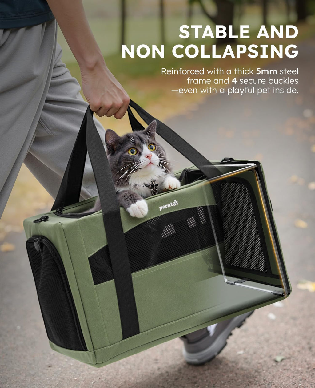 Pecute Cat Carrier Stable, Pet Carrier with Privacy Partition,Green