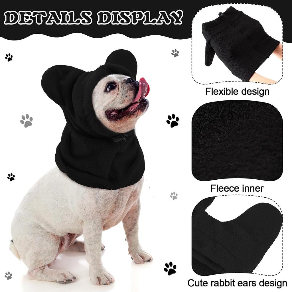 Winter Dog Hat Ear Muffs Pet Neck Warmer Hood, Ear Muff, Black, M