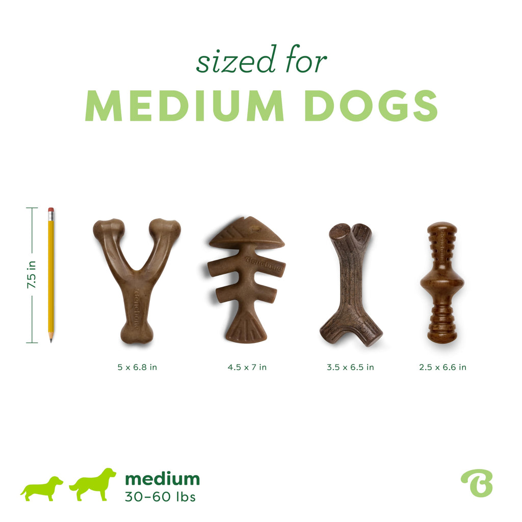 Benebone Medium 4-Pack Dog Toys for Aggressive Chewers – Under 60 lbs