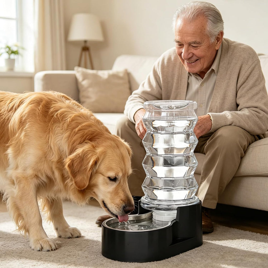 RIZZARI 8L Filtered Dog Water Dispenser: Stainless Steel Bowl for Pets
