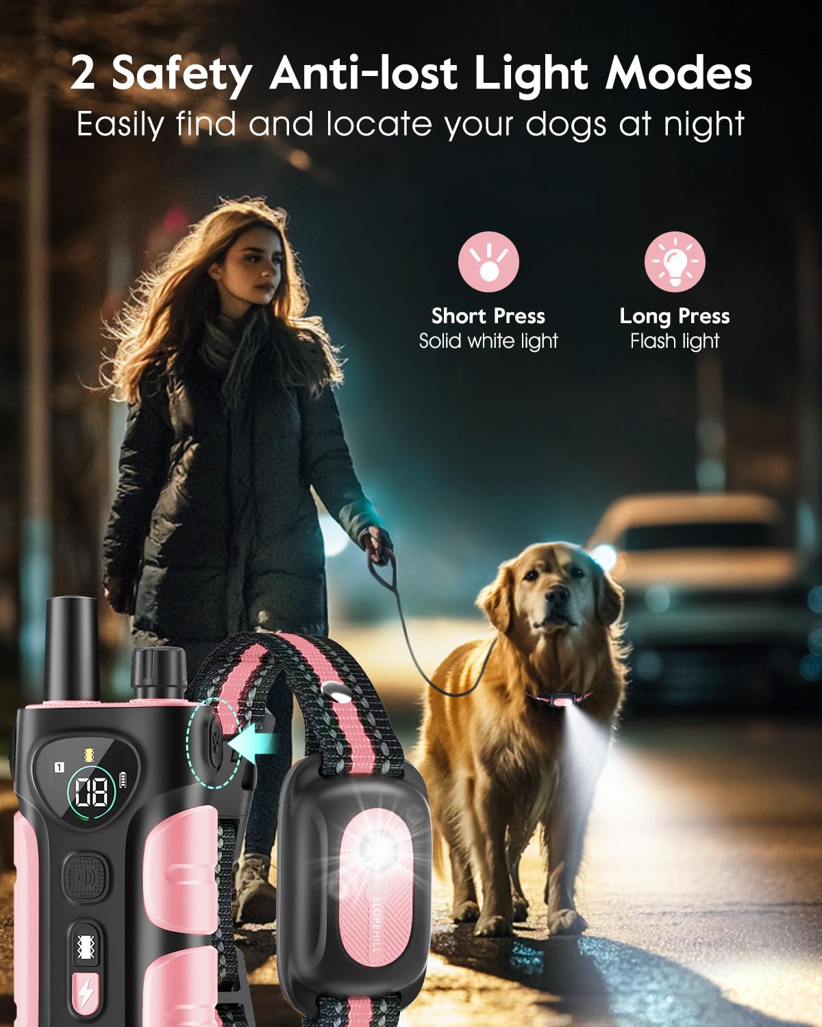 SLOPEHILL Dog Shock Collar ,4200FT Dog Training Collar with Remote,Pink