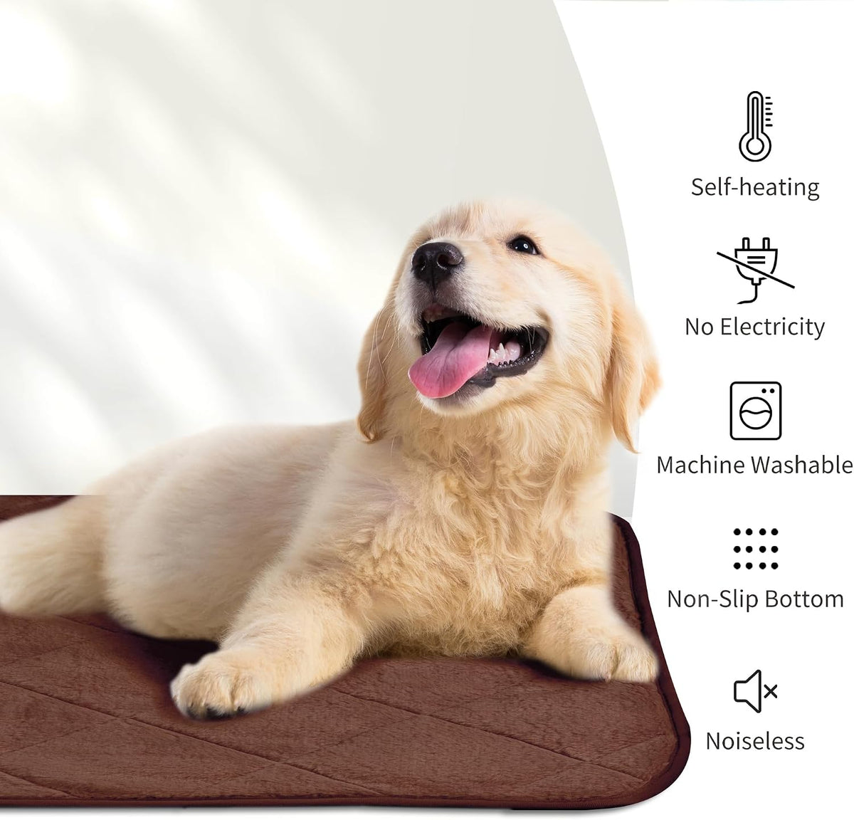NWK Self Warming Thermal Pet Mat for Dogs and Cats (Coffee Brown, Small)