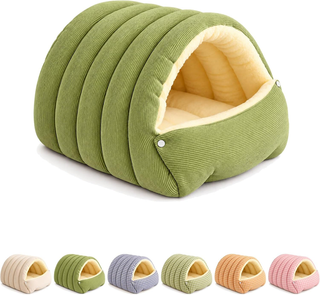 Dog Cave Bed & Cat Cave Bed,Thickened and Adjustable (Blue and White Checkered,L)
