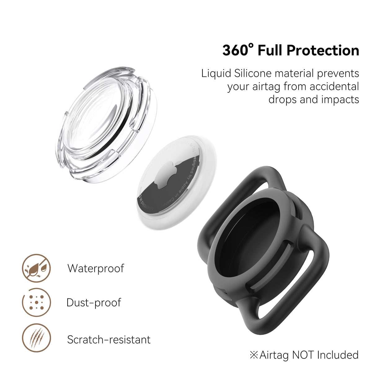 Waterproof AirTag Holder for Dog Collar, Soft Slide-On Dog AirTag Holder
