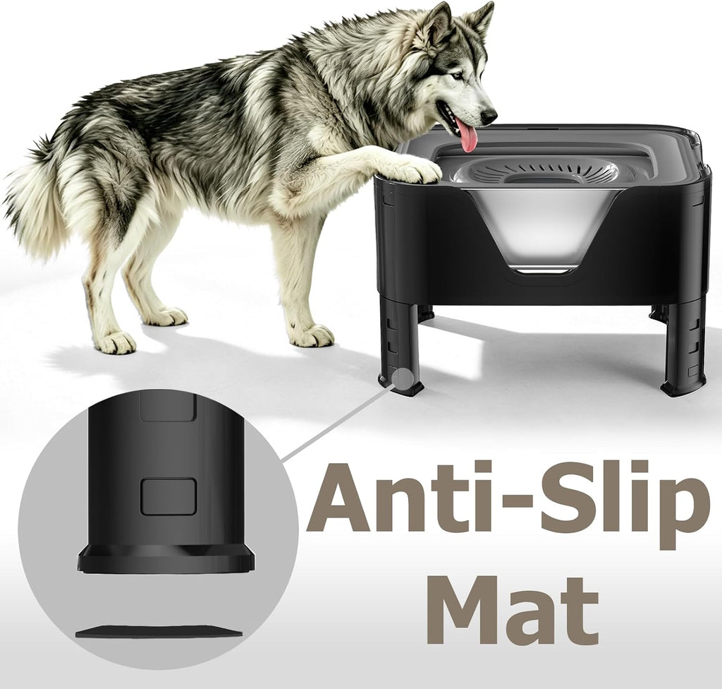 Elevated Dog Water Bowl 12L, 3.1Gal No Spill Water Bowl for Dogs with 4 Heights Adjustable Raised Dog Stand and 3 Filter