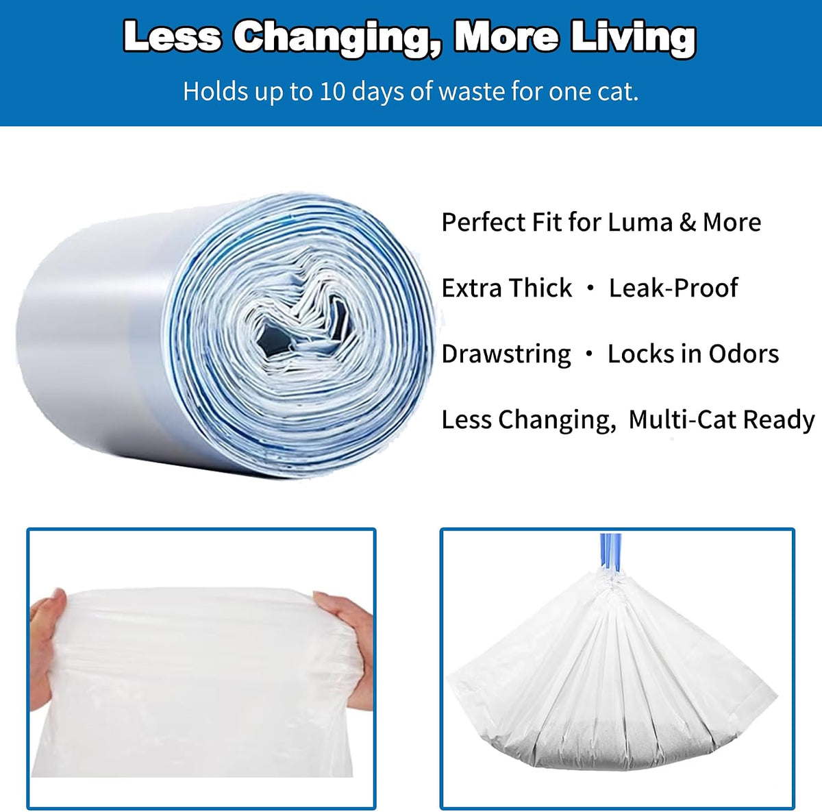 120 Count Cat Litter Box Bags|27.2" x 13"for Automatic Cat Litter Box