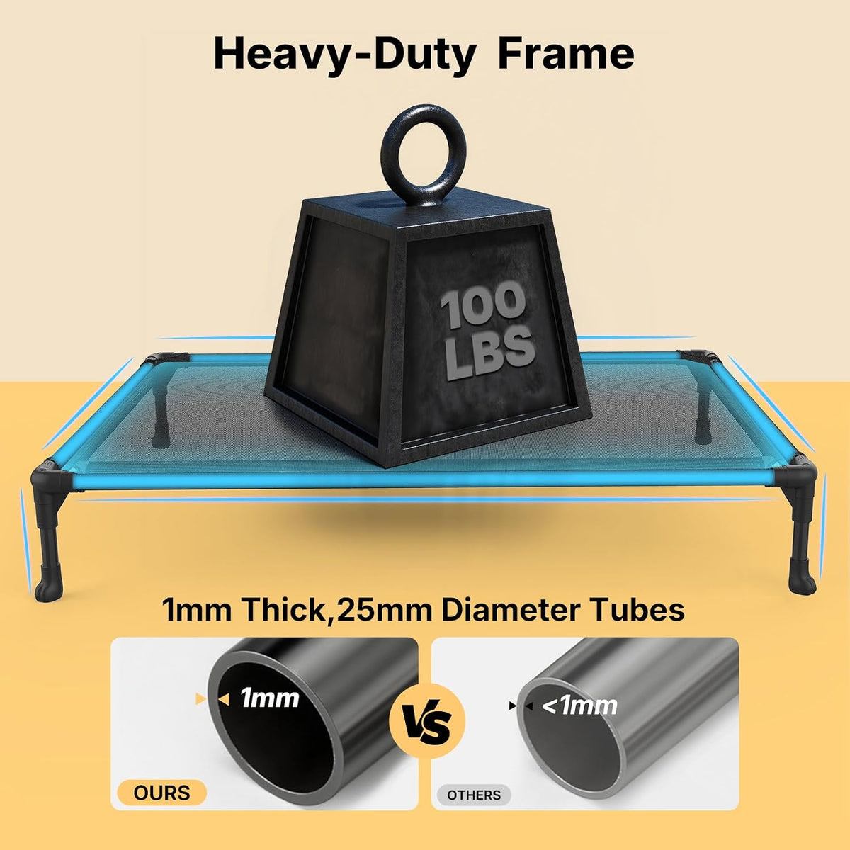Veehoo Outdoor Elevated Dog Bed Large Sized Dogs, Cooling Raised Dog Cots