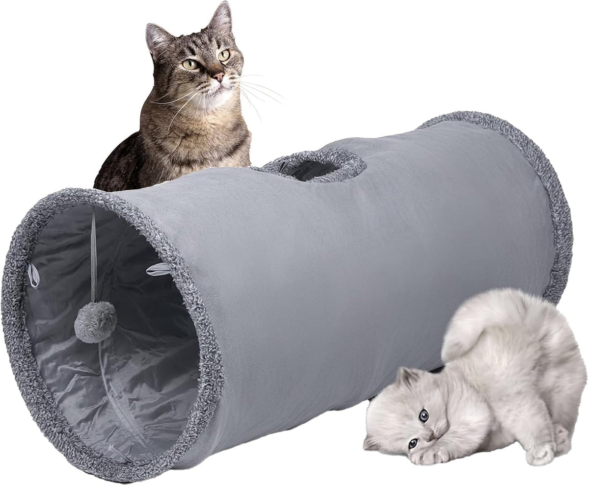 Cat Tunnel, Durable Suede Collapsible Cat Play Tube Toys with Play Ball, Indoor Cat Tunnel for Cat, Puppy, Kitty, Kitten