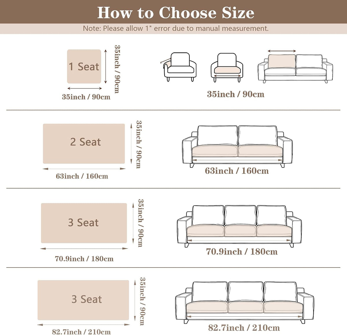 MYSKY HOME Waterproof Couch Covers for Dogs Washable, Chocolate, 35"x71"