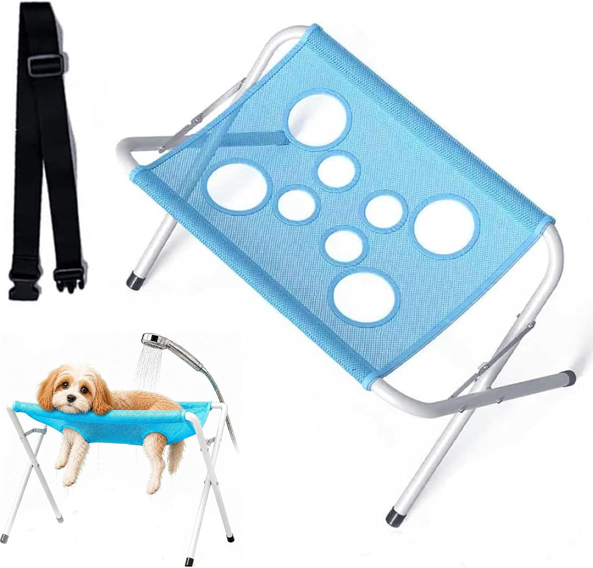 Pet Grooming Hammock with Stand Dog Bath Hammock Foldable Dog Bath Stand