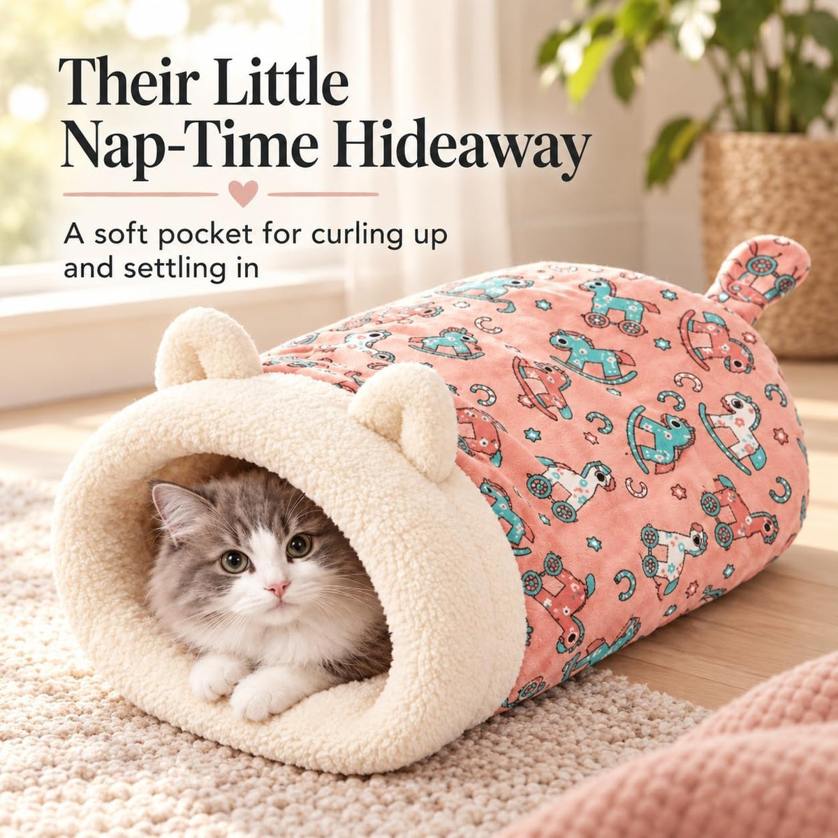 Cat Sleeping Bag for Indoor Cats with Pet Hair Removal Glove，# 10