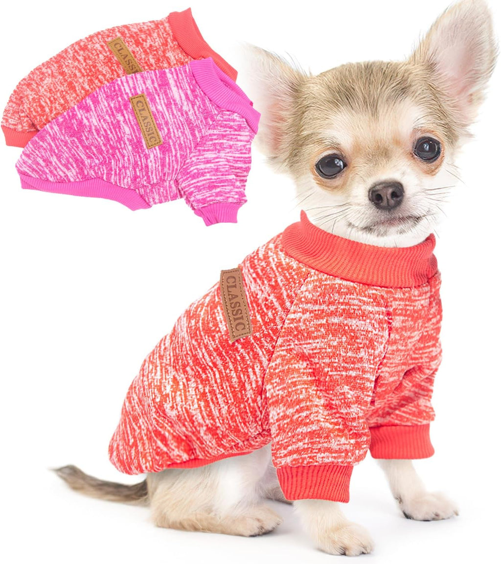 2 Pack Dog Sweaters for Small Dogs Girl Boy Fleece Fall Winter Dog Clothes