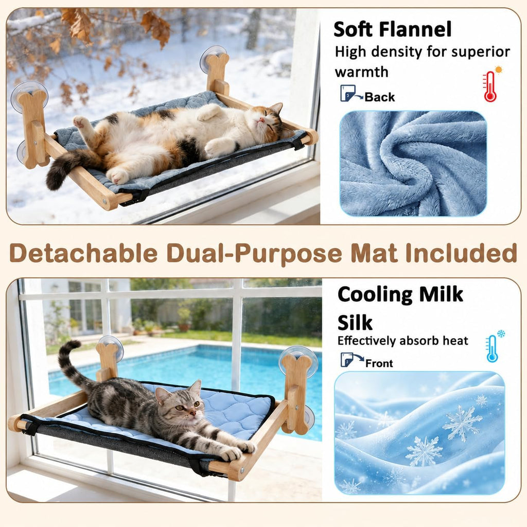 SZEE Cat Window Perch, Warmth Window Cat Bed with Soft Flannel Plush Mat