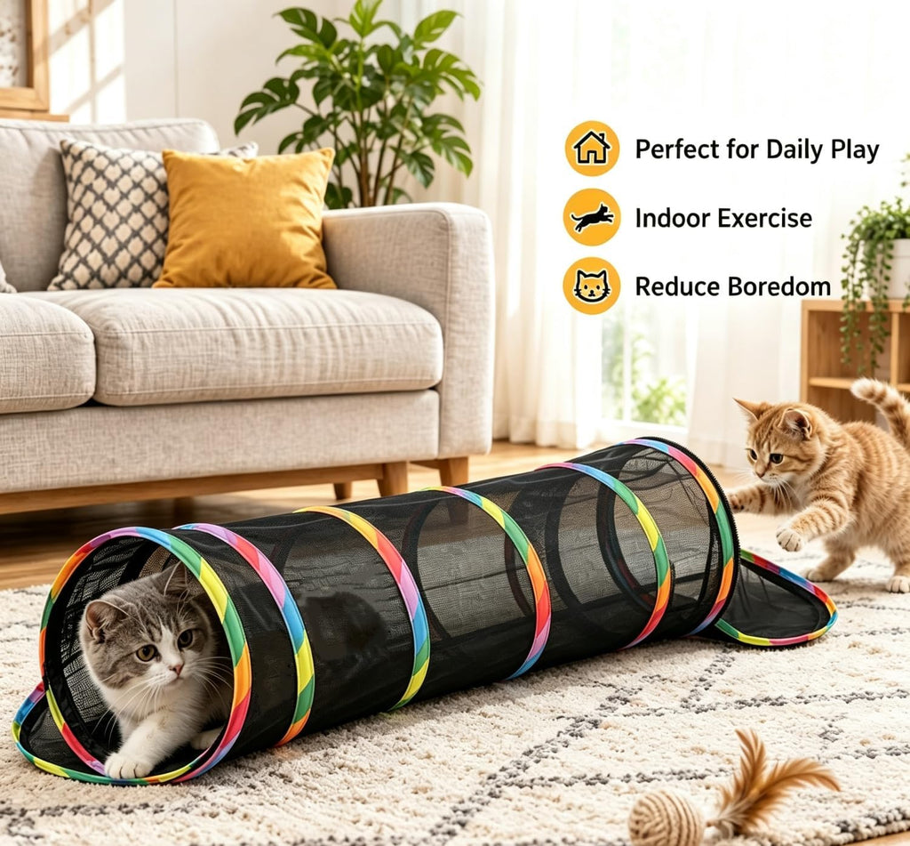 Mesh Cat Play Tunnel 34’’ Collapsible Pet Play Tube Cat Playground