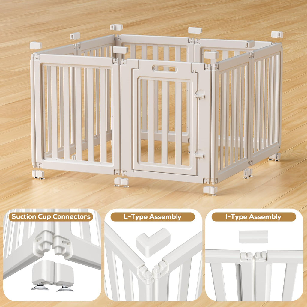 LoveTail Dog Playpen Indoor,Puppy Playpen,White 23.6" H, 8 Panels