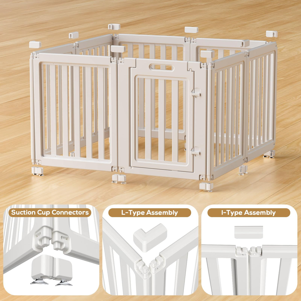 LoveTail Dog Playpen Indoor,Puppy Playpen,White 23.6" H, 8 Panels