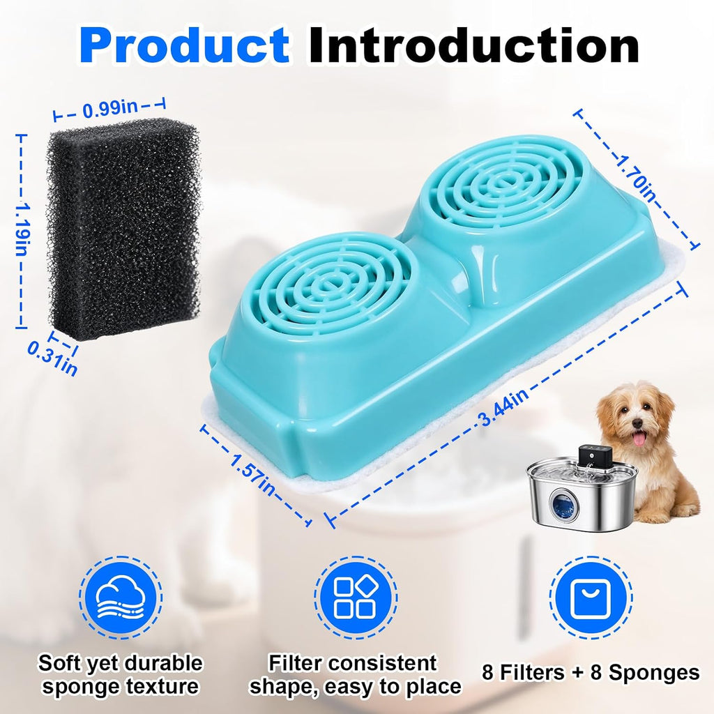 8 Pcs Dog Water Fountain Filter Compatible with Selene 4.0L/134oz Fountains