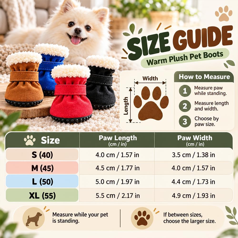 Soft Velvet Puppy Booties Warm Non-Slip Paw Covers for Small Dogs(Black,M)
