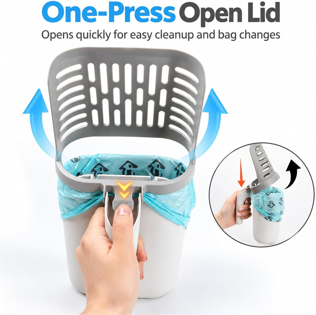 All-in-One Cat Litter Scooper with Waste Container, Detachable Spill Proof Kitty Litter Sifter Shovel, Portable Cat Poop