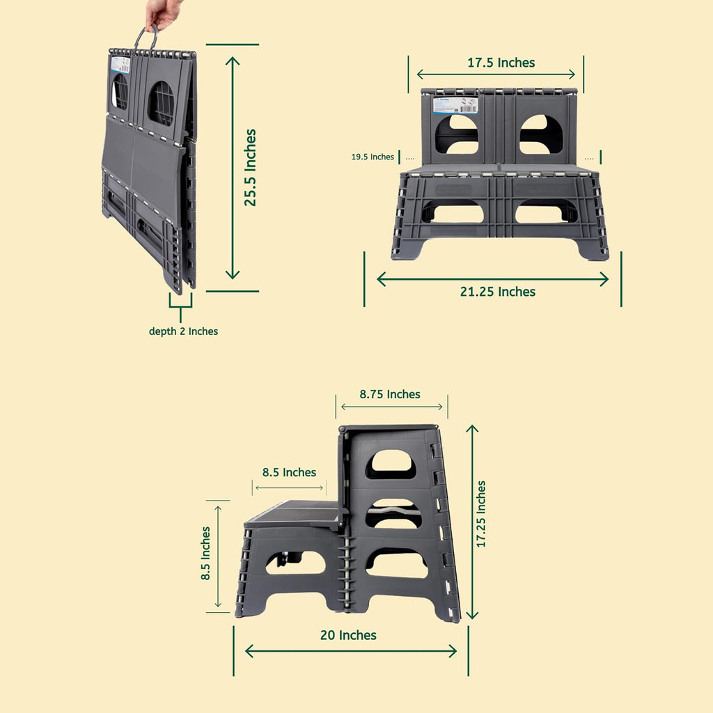 Foldable Dog Stairs, Collapsible Pet Step Ladder, Supports 300lbs