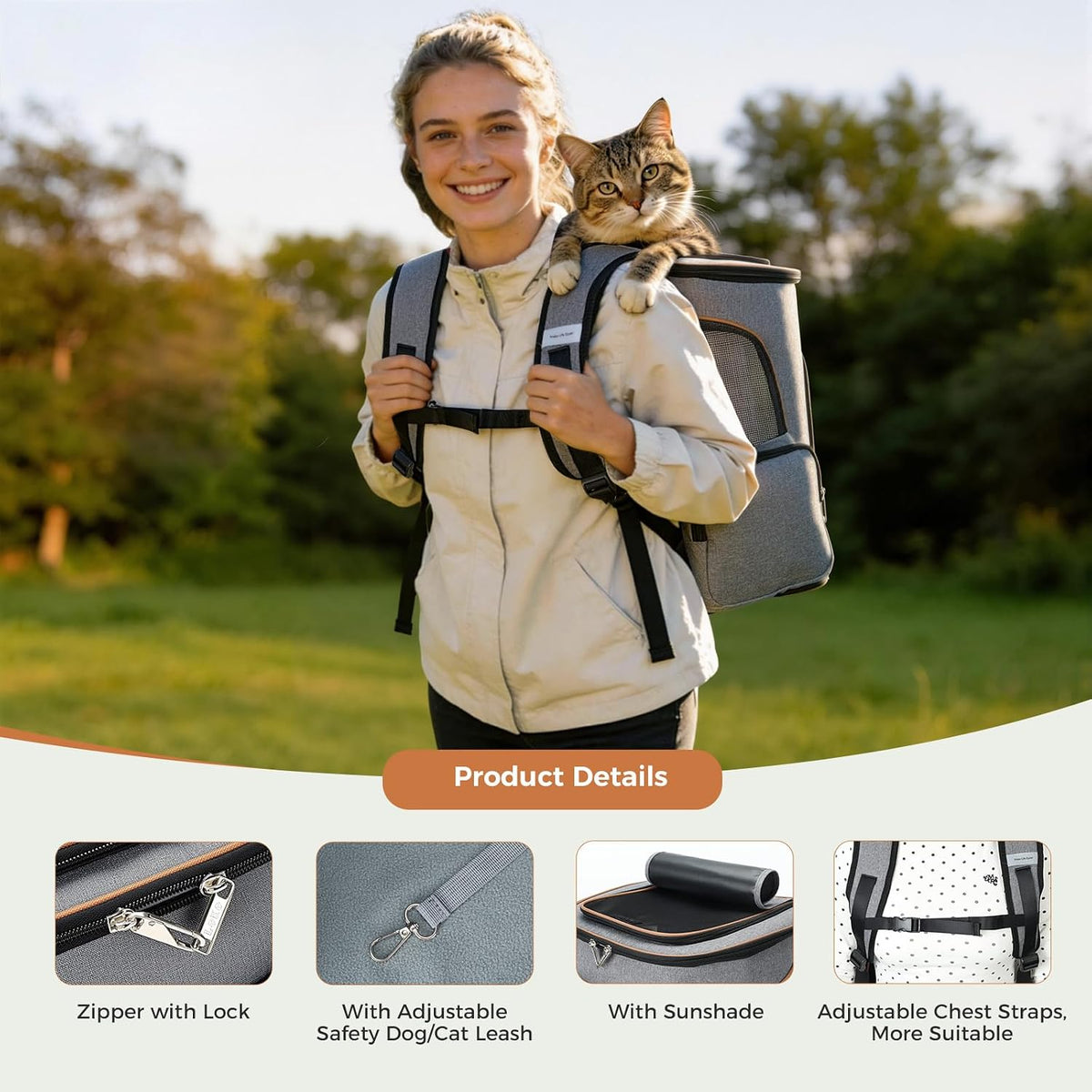 Lekereise Pet Carrier Backpack Expandable Cat Backpack Carrier for Small Dogs Large Cats Puppies, Dog Backpack Carrier f