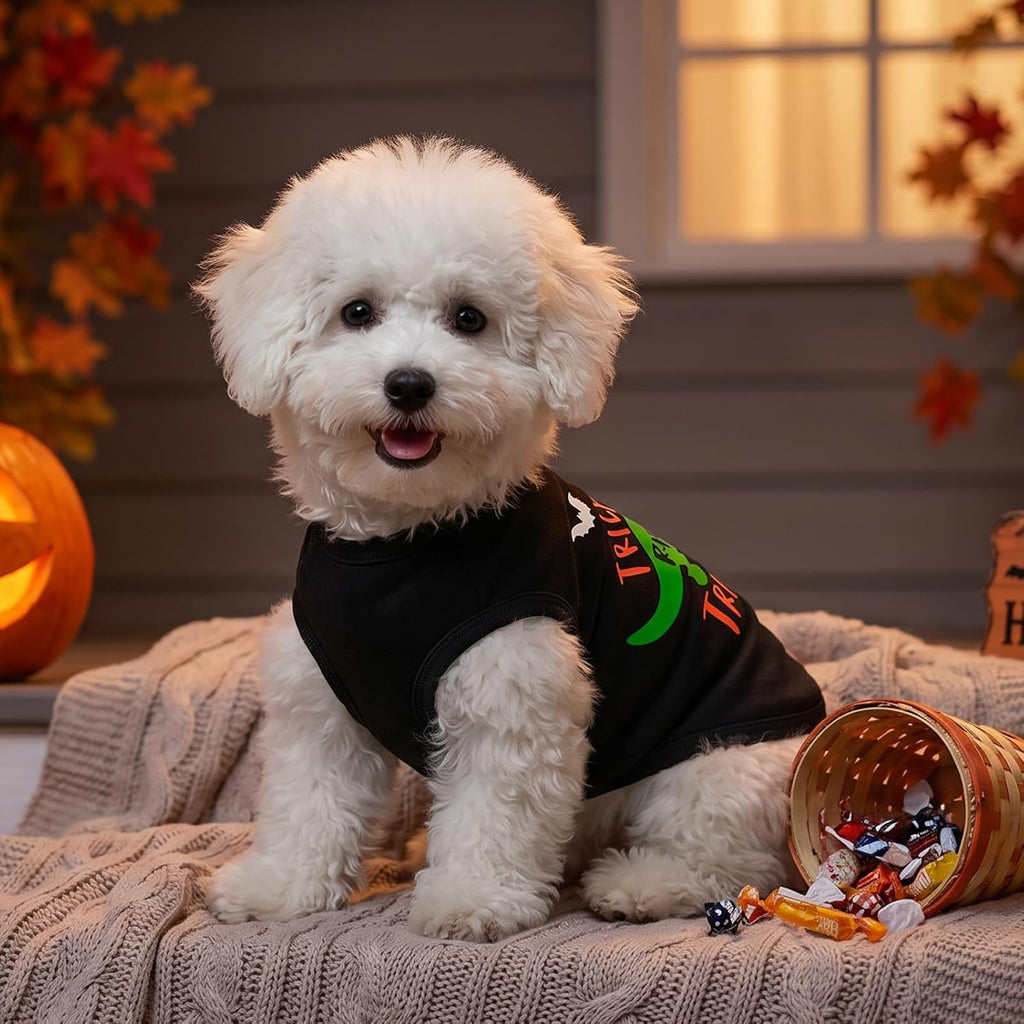 CuteBone Soft Halloween Dog Shirt Lightweight Small Puppy T-Shirts Pet Clothes Breathable Tee Vest Stretchy Outfit Cat A