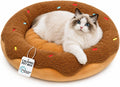 Donut Calming Cat Bed for Indoor Cats, Washable Pet Bed, 21in