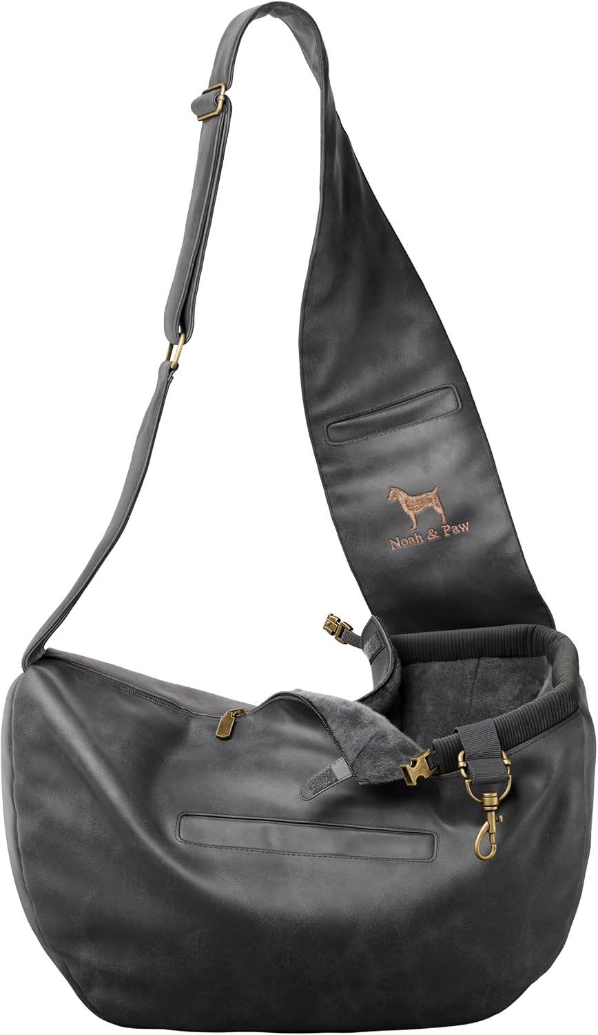 Dog Carrier Sling 5-18lb, Cat Carrier bag (Faux Leather, Zipper)
