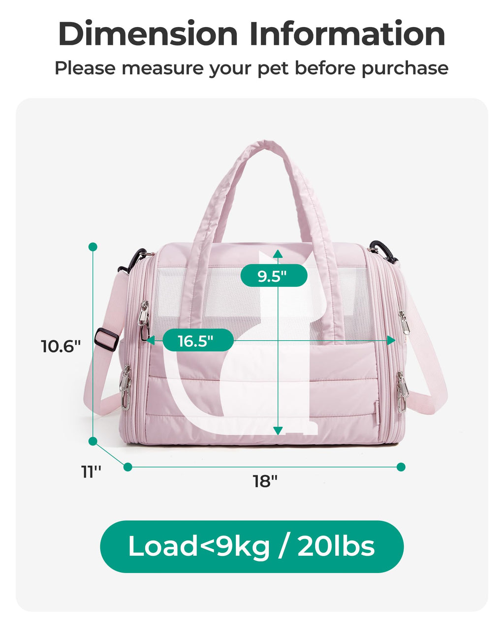 BAGSMART Cat Carrier Soft-Sided Puffy Quilted Collapsible Pet Travel Bag