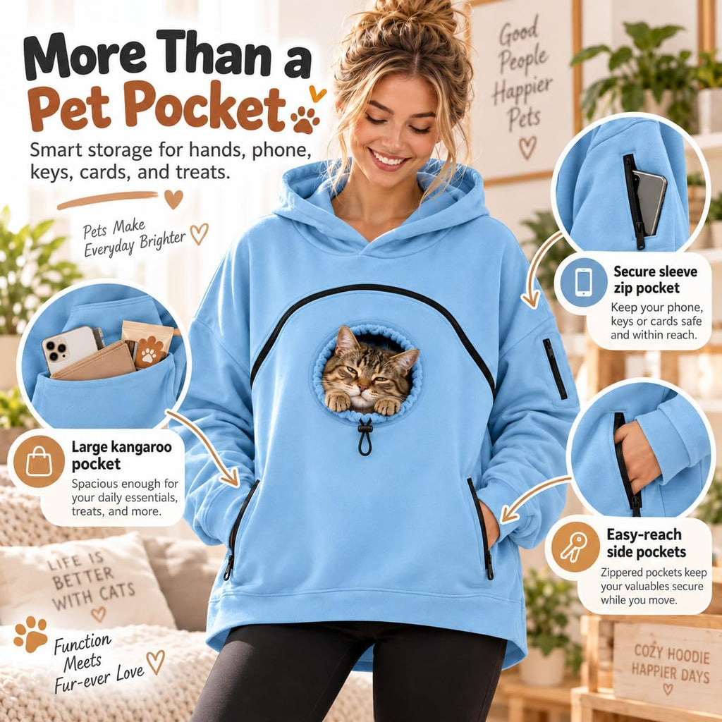 Pet Pouch Hoodie, Cat Hoodie with Dog Pouch, Pull Pocket with Dog Pouch