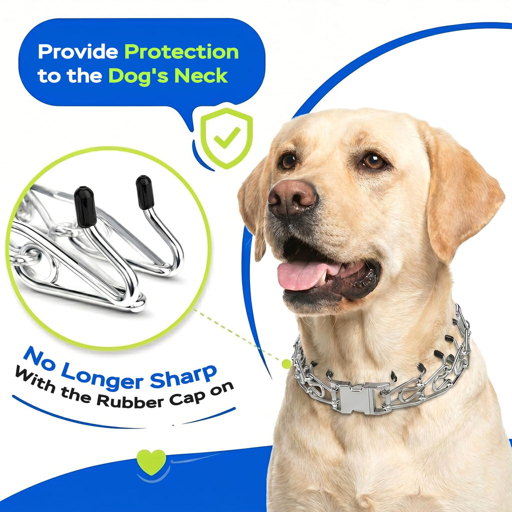 Supet Prong Collar for Dogs, Adjustable Dog Pinch No Pull Training Collar with Quick Release Buckle, Rubber Tips and Extra Links for Small Medium Large Dogs