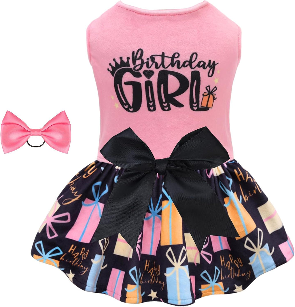 CuteBone Halloween Dog Dress Skulls Velvet for Small Dogs Girl Puppy Dresses Pink Dog Clothes