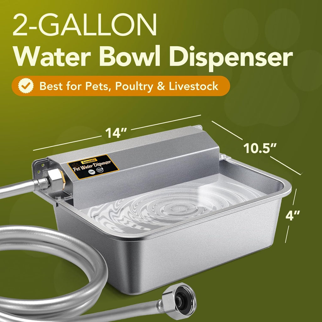 Automatic Water Dispenser for Dogs 2 Gallons, 304 Stainless Steel Dog Water Bowl Dispenser for Farm Chicken Pets Indoor&
