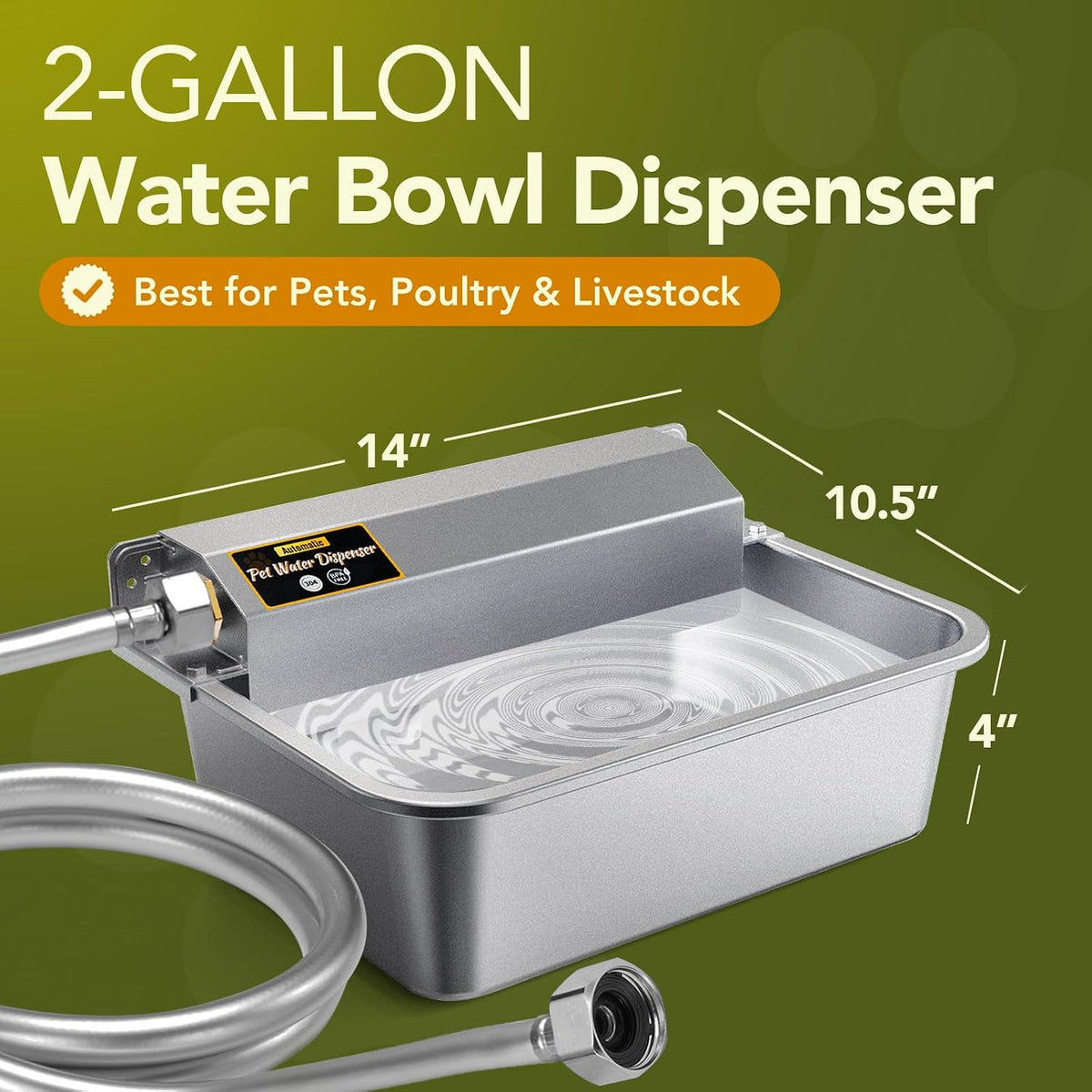 Automatic Water Dispenser for Dogs 2 Gallons, 304 Stainless Steel Dog Water Bowl Dispenser for Farm Chicken Pets Indoor&