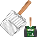 XBX Cat Litter Scoop with Holder, Heavy Duty Litter Sifter, Stainless Steel Litter Shovel, Litter Scooper with Beech Woo
