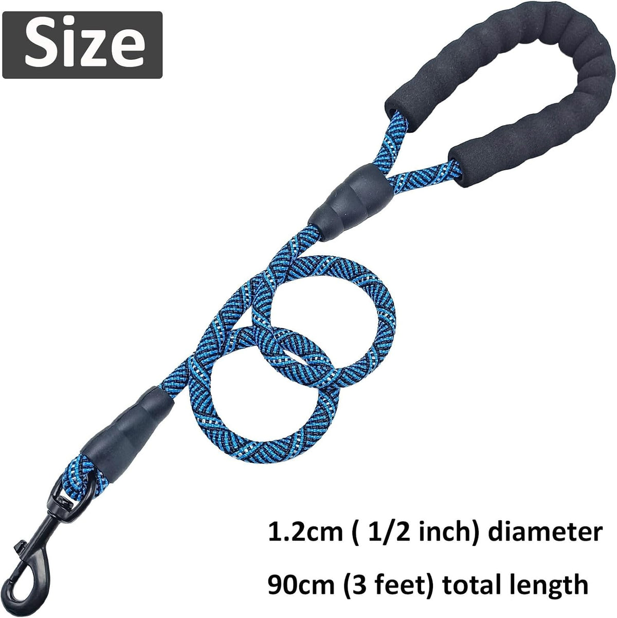 MayPaw 3ft Short Rope Dog Leash for Large Medium Dogs Soft Handle Dog Lead