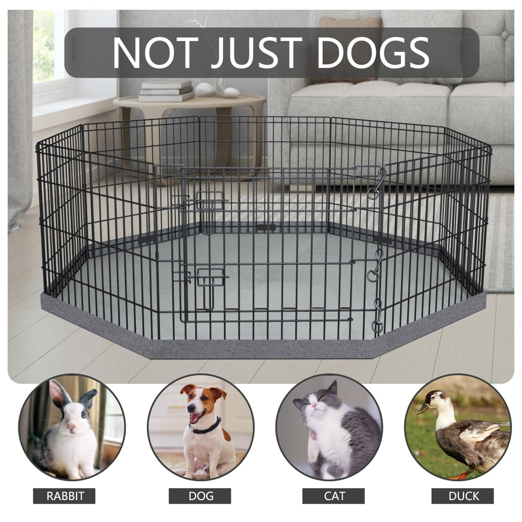 PETIME Foldable Metal Dog Exercise Pen/Pet Puppy Playpen Kennels Yard Fence Indoor/Outdoor 8 Panel 24" W x 24" H with Bottom Pad (with Bottom pad, 8 Panels 24" H)