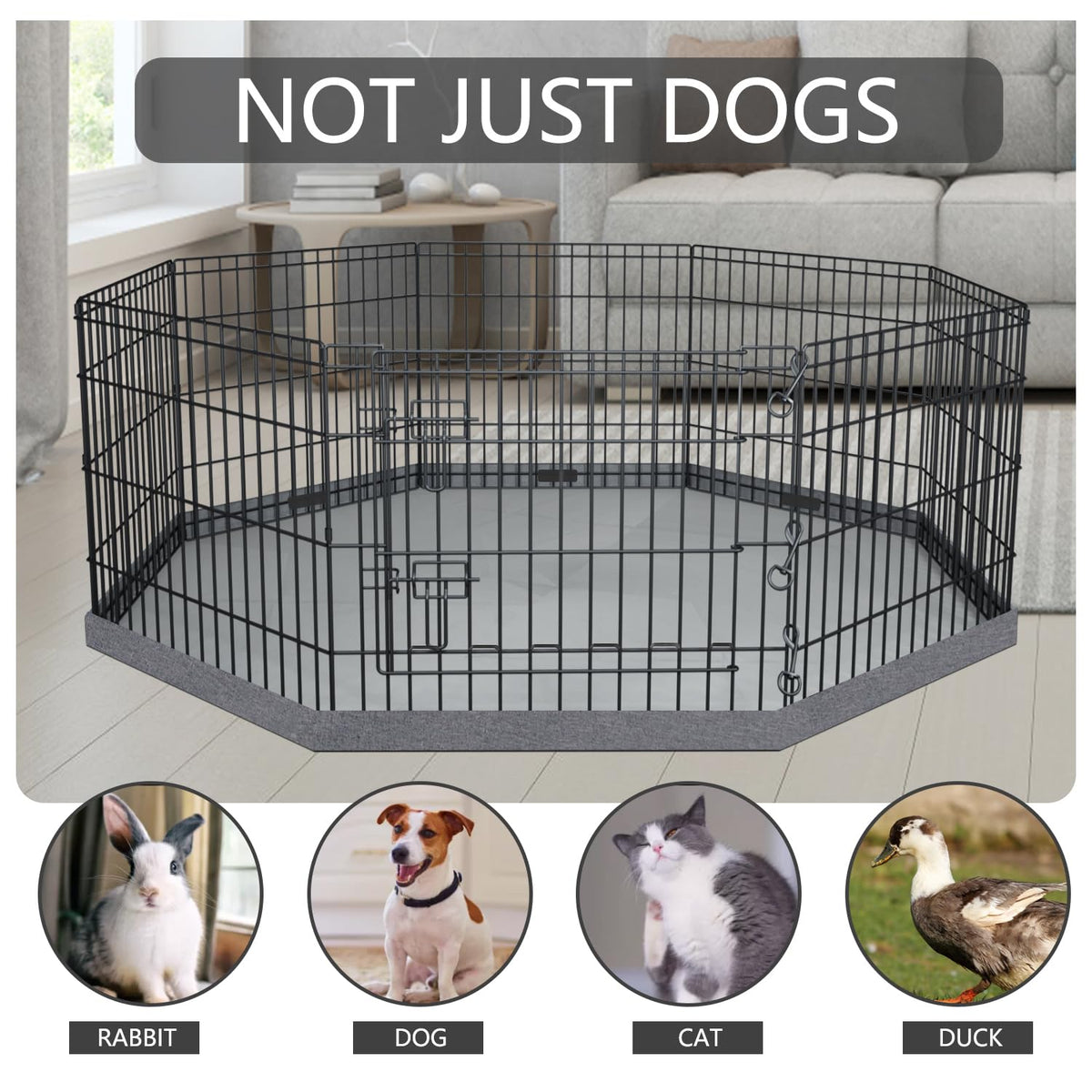 PETIME Foldable Metal Dog Exercise Pen/Pet Puppy Playpen Kennels Yard Fence Indoor/Outdoor 8 Panel 24" W x 24" H with Bottom Pad (with Bottom pad, 8 Panels 24" H)