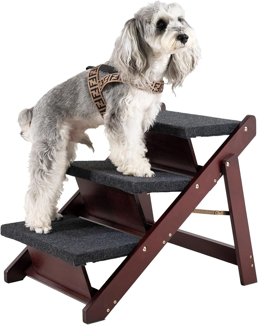 MEWANG Wooden Pet Stairs - 2 Step Foldable Ramp for Senior Dogs & Cats