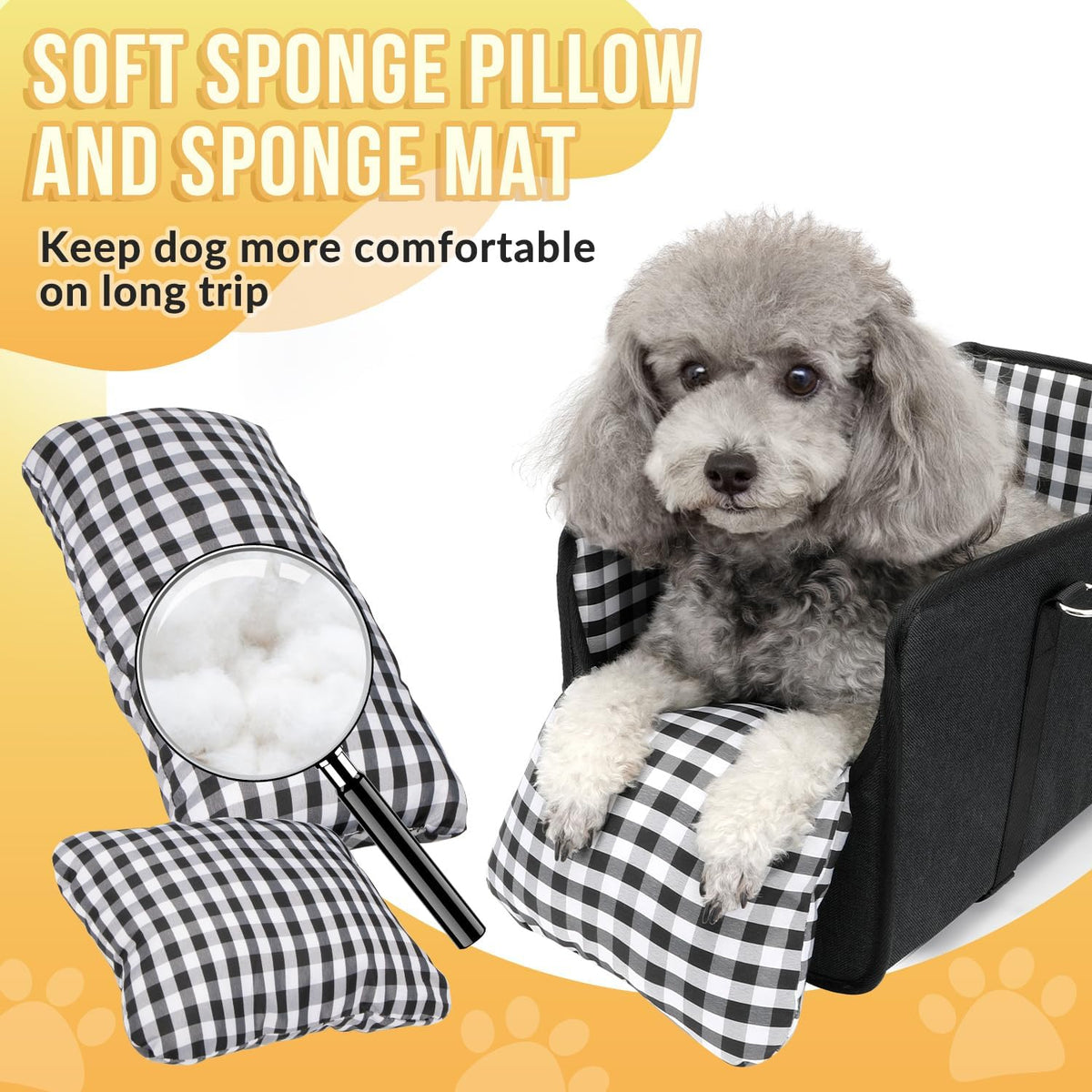 SlowTon Console Dog Car Seat, Dog Booster Seat for Small Dogs Under 11lbs