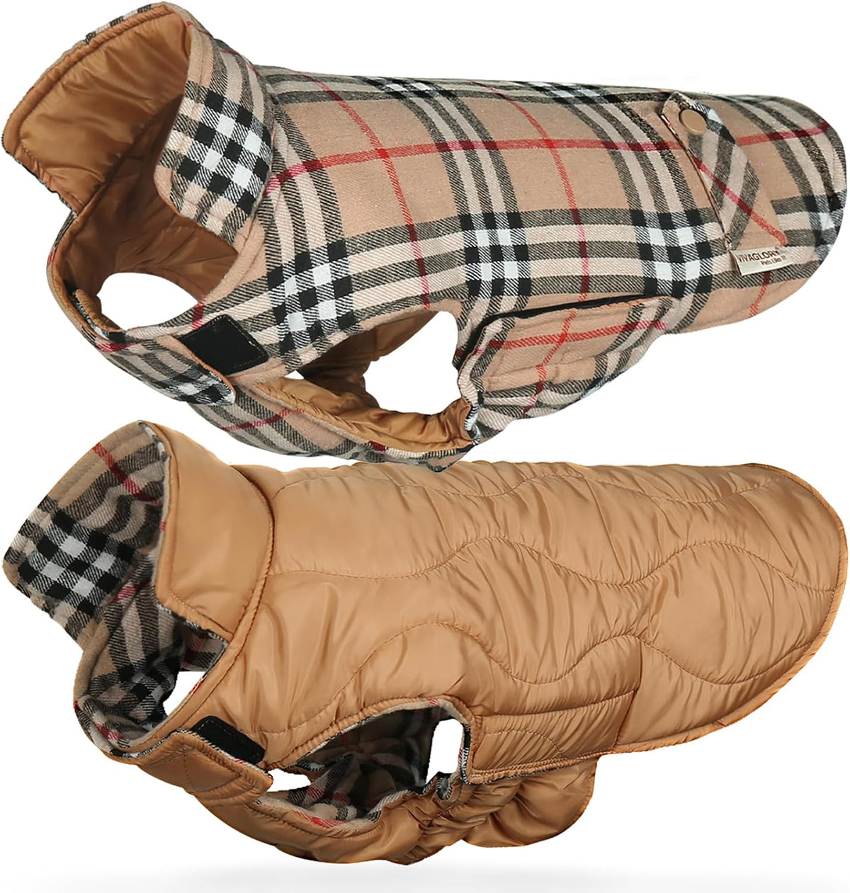 VIVAGLORY Dog Winter Coat Softjoy Warm Dog Jacket, M, Khaki