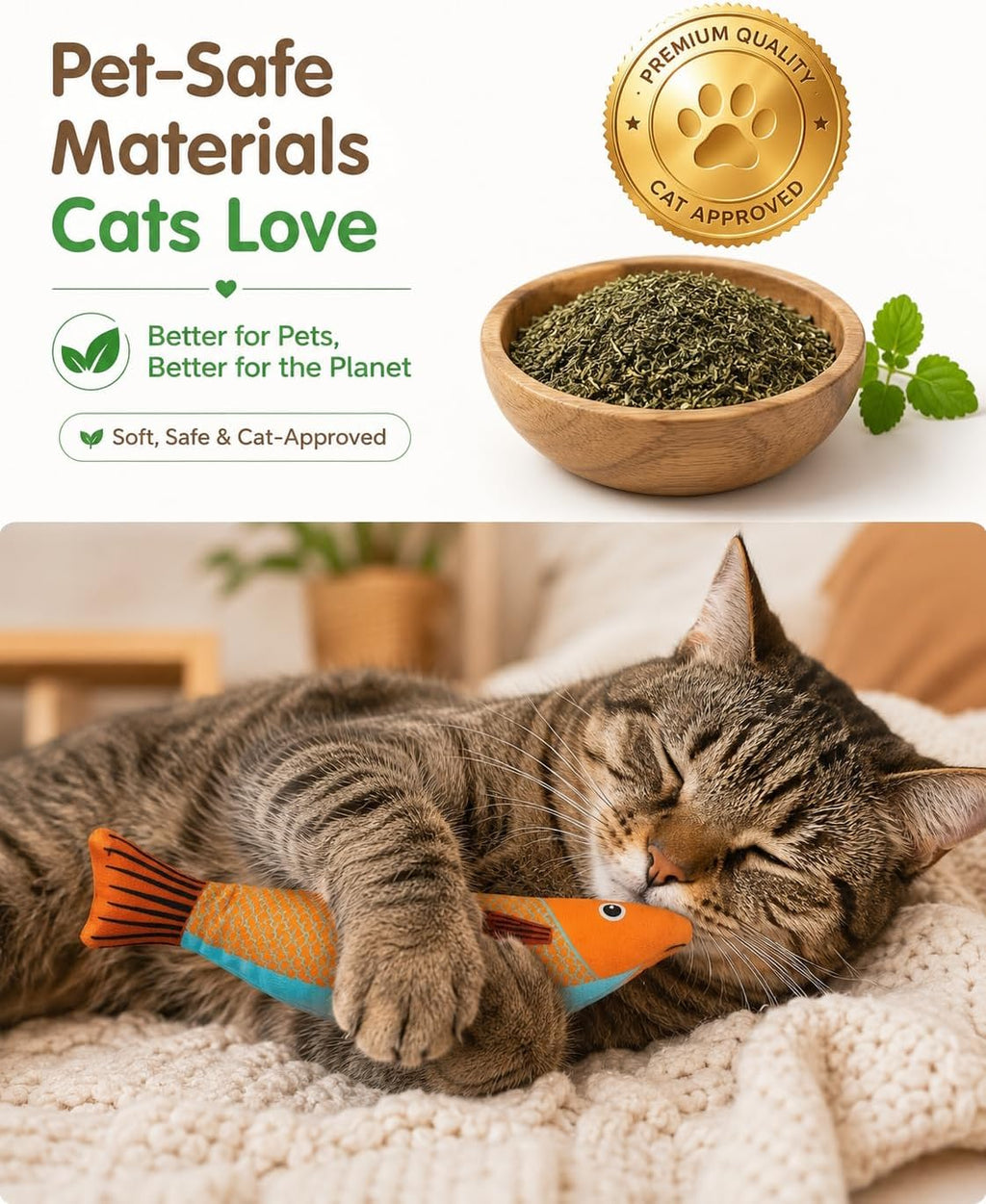 Cat Tunnel Bed with 2 Catnip Fish Toys, Interactive Cat Toys, Dark Grey