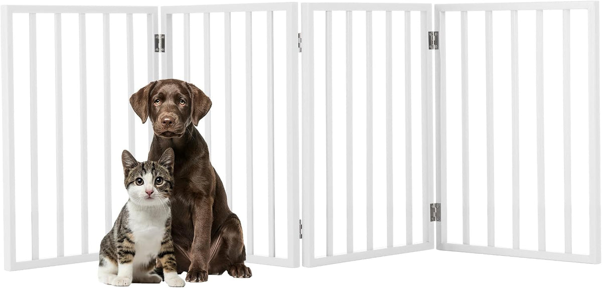 Pet Gate - 3-Panel Indoor Foldable Dog Fence for Stairs, Hallways, or Doorways - 55x24-Inch Retractable Freestanding Dog
