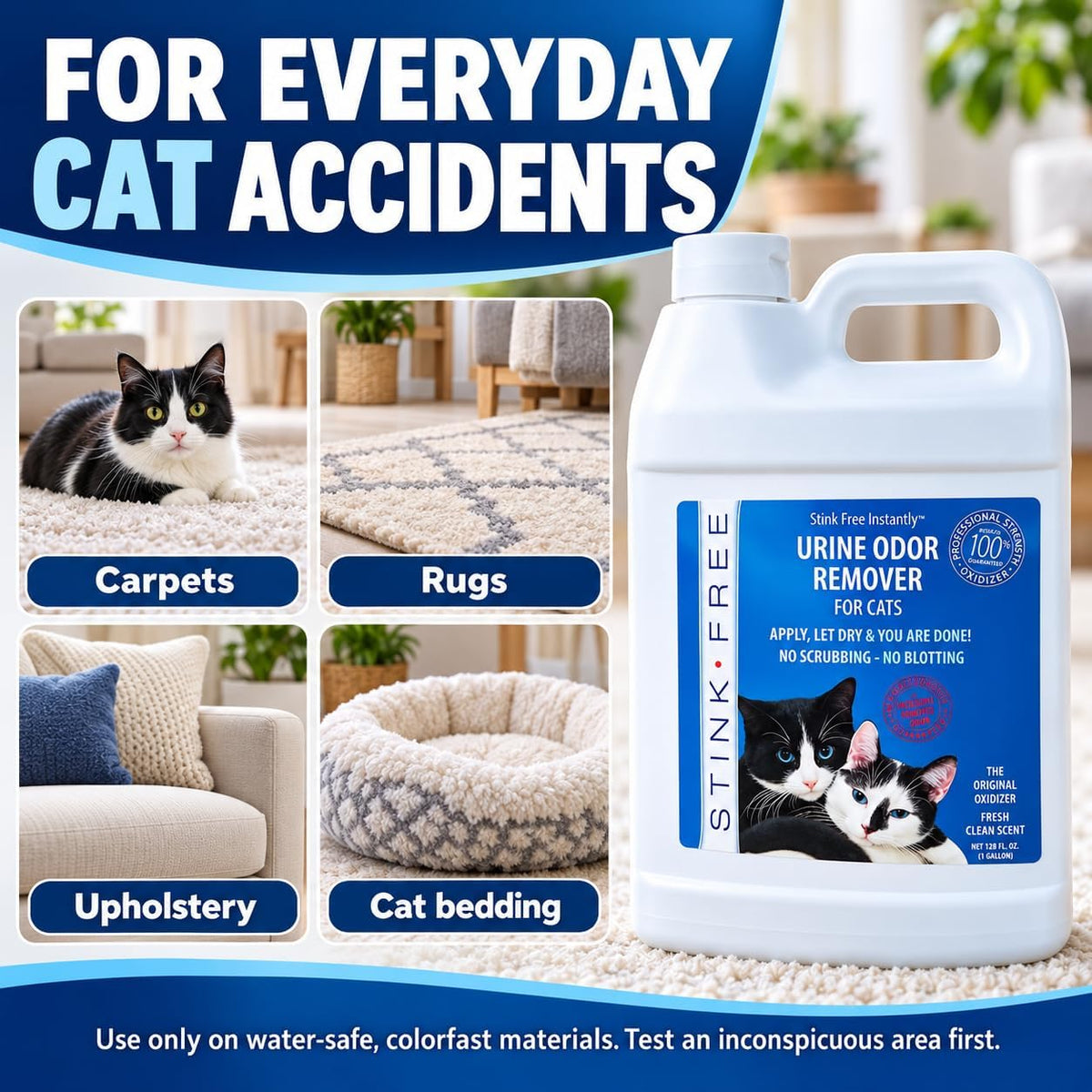 Instantly Urine Odor Remover & Eliminator for Cat Urine, Oxidizer Based Urine Cleaner for Carpets, Rugs, Mattress, etc. 