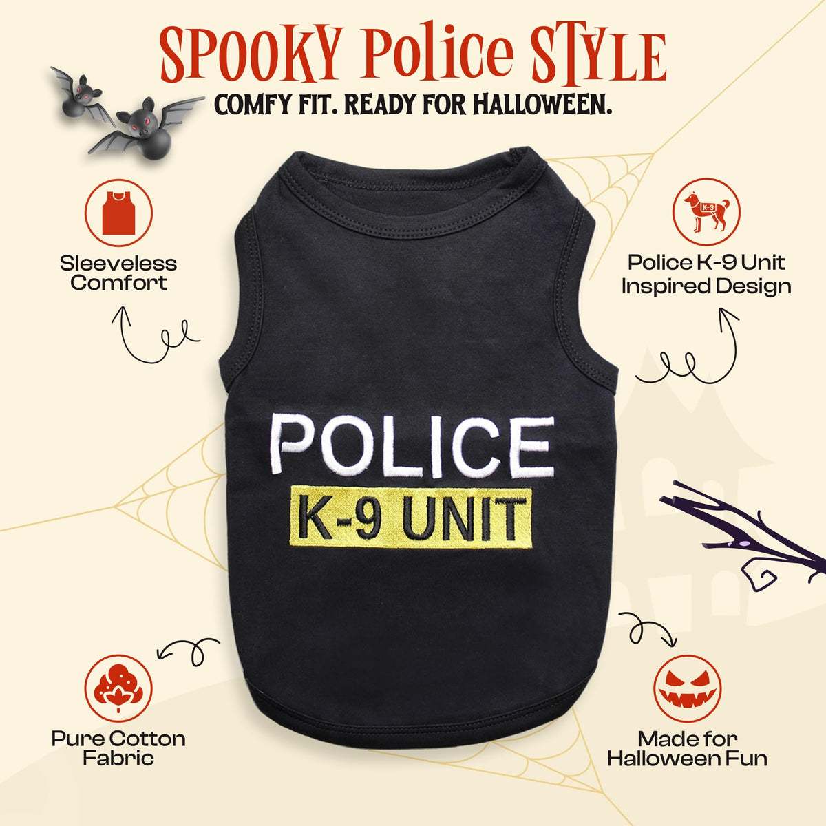 Parisian Pet Dog Halloween Costume - Police K-9 Halloween Shirt for Dogs