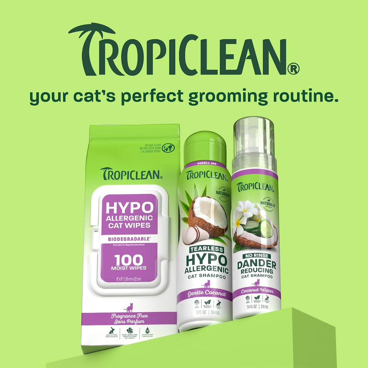 TropiClean No Rinse Waterless Cat Shampoo, Dander Reducing, 7.4oz