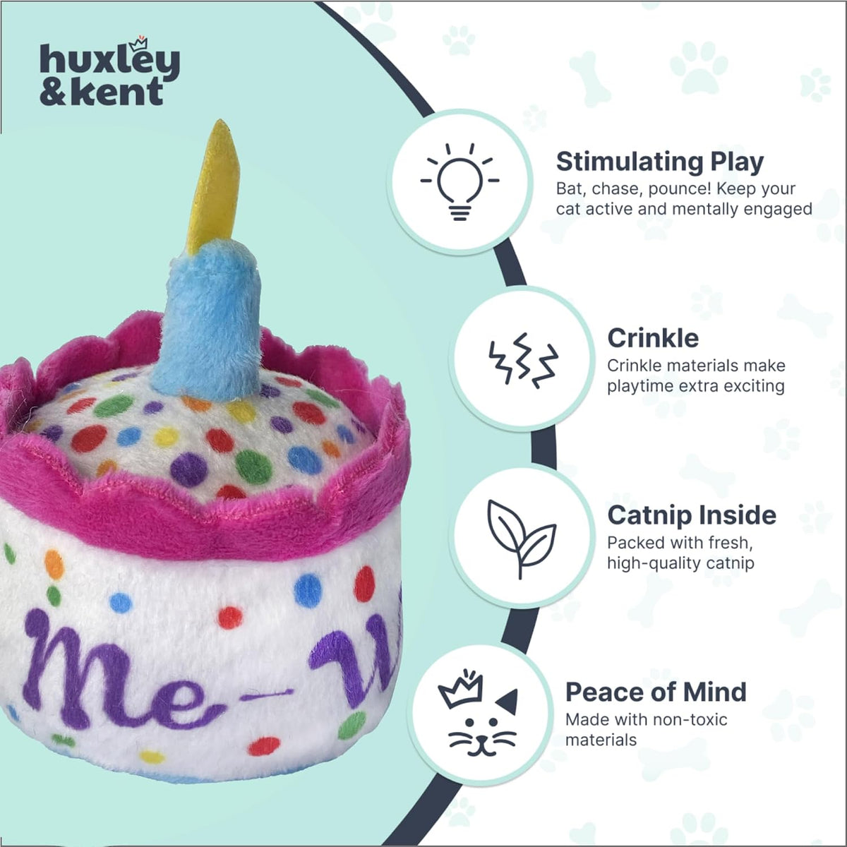 Huxley & Kent Plush Cat Toy - Interactive Catnip Toy for Cats & Kittens - Soft with Crinkle & Catnip - Fun Indoor Play -