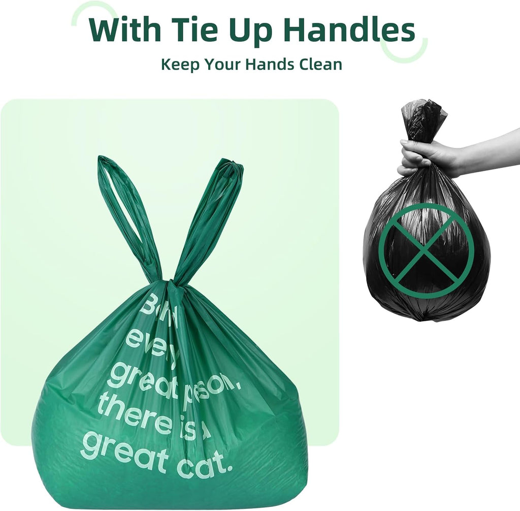 125 Count Cat Poop Bags with Handles, Disposable Litter Bags for Pet Poop, Extra-Thick Kitty Cat Waste Bags Easy Tie Lea