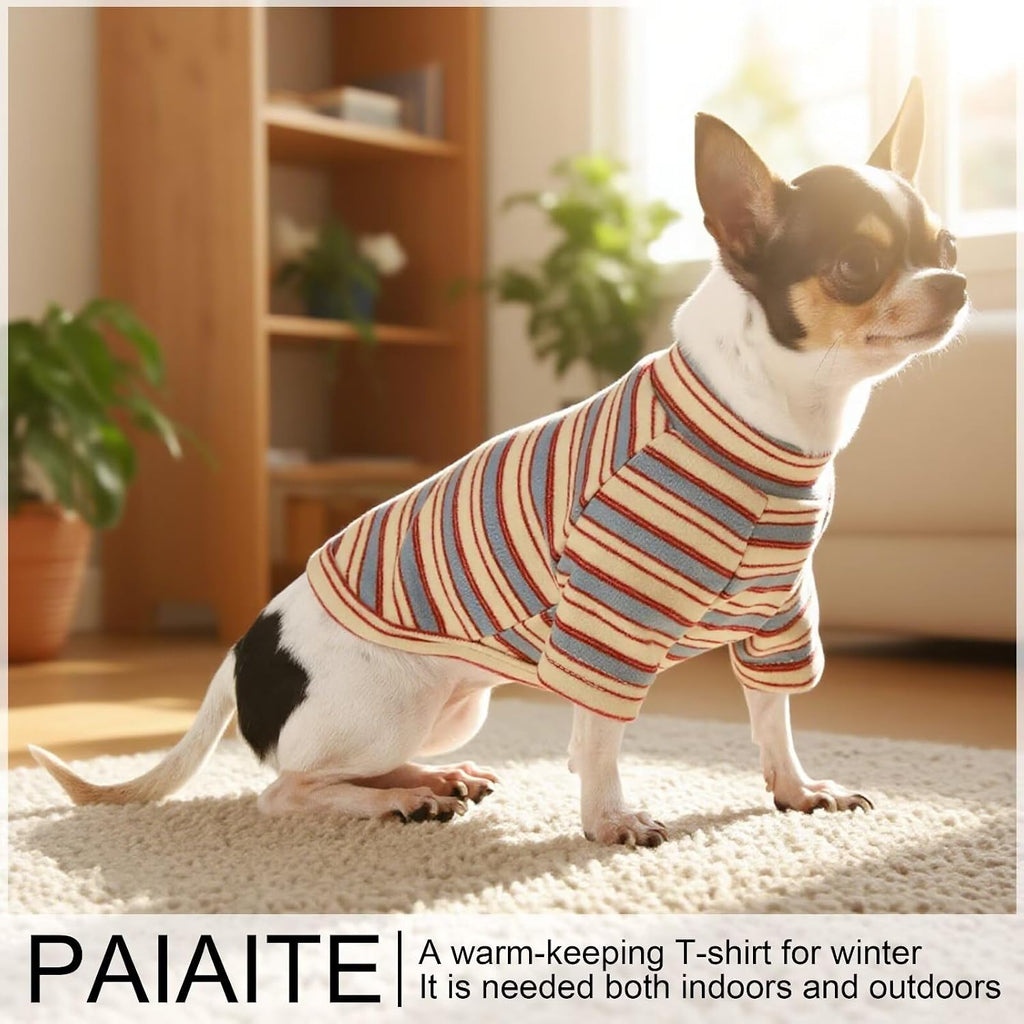 Stylish Striped Block Dog Shirt Breathable Clothes Red&Blue M